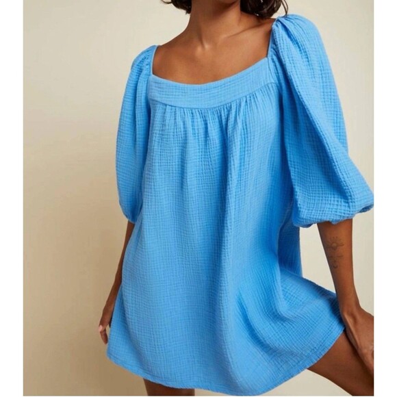 Nation LTD Carter Gauze Mini Dress In Lapis In Multi Sz S Casual Resortwear Boho - Picture 1 of 10